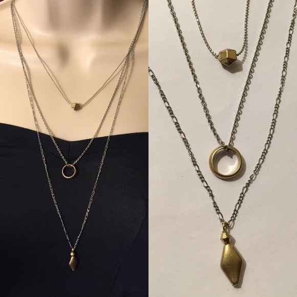 3-$15 Melrose & Market 3 Row Multi Mini Pendant Necklace Set Vintage Style - Picture 3 of 4